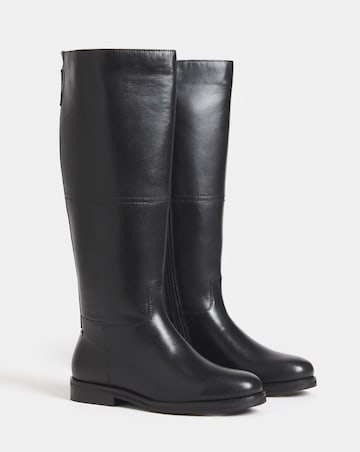 Theodora Leather Flat Knee High Boots - Wide Fit (E) & Curvy Calf