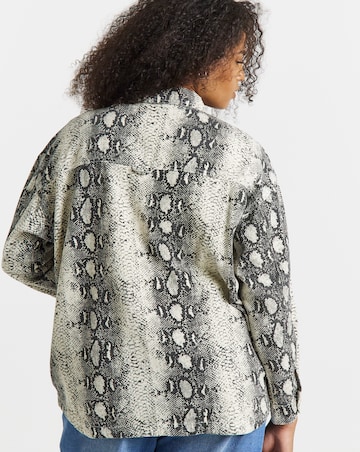 Simply Be Black Snake Print Utility Shacket