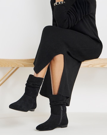 Hetty Ruched Suede Ankle Boots - Wide Fit (E)