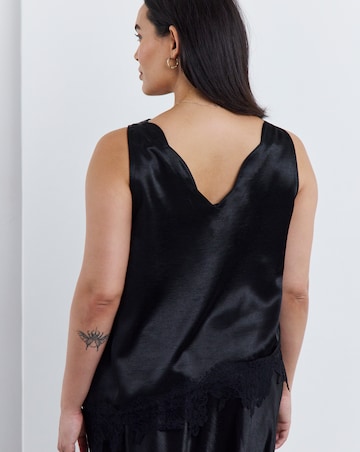 Simply Be Black Satin Lace Trim Cami