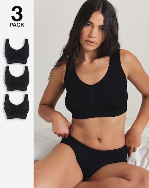 Pretty Secrets (3 Pack) Comfort Tops (Fits A-D) Black/Black/Black