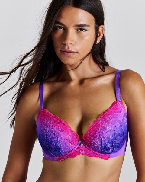 Ann Summers Sexy Lace Planet Two Tone Padded Plunge Bra Purple