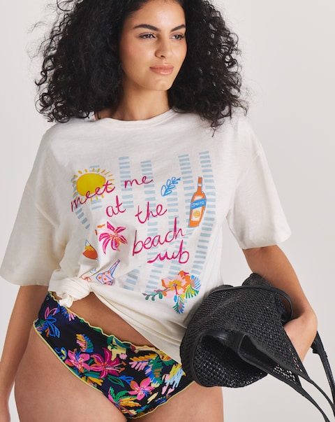 Beach Club Graphic Cotton Beach T-Shirt