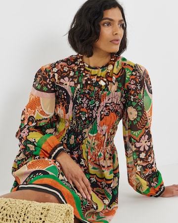 Simply Be Border Print Shirred Skater Dress