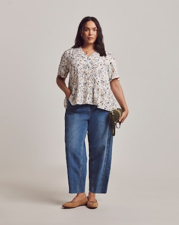 Julipa Printed Button Down Peplum Blouse