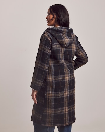 Julipa Longline Navy Check Coat