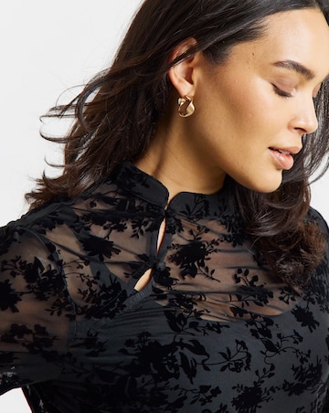 Simply Be Black Mesh Flock Top