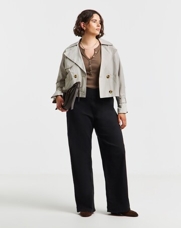 Black Stretch Wide Leg Pull On Jeggings