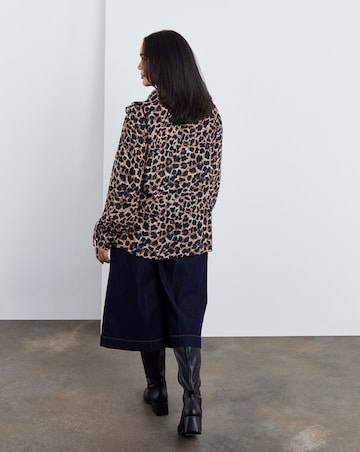Simply Be Leopard Print Frill Detail Collared Blouse