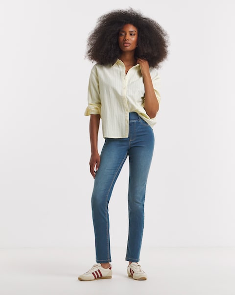 Mid Wash Stretch Slim Pull On Jeggings