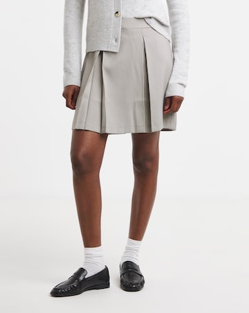 Pleated Brushed Check Mini Skirt