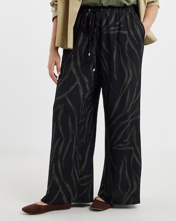 Simply Be Khaki Zebra Textured Jersey Wide Leg Trouser