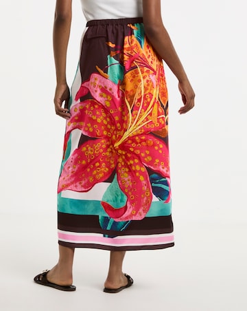 Floral Print Midi Wrap Skirt