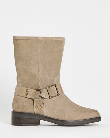 Orlando Suede Harness Buckle Ankle Biker Boots - Extra Wide Fit (EEE)