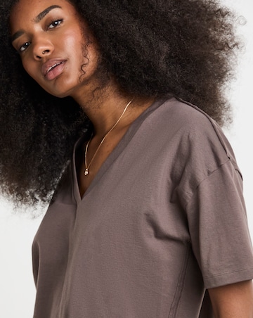Simply Be Chocolate Slouchy V Neck T-Shirt