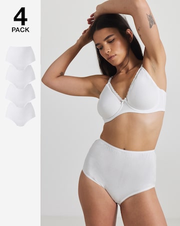 Pretty Secrets 4 Pack Value Cotton Full Brief Knickers -White