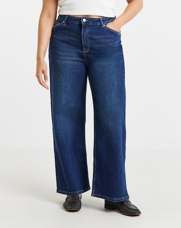 99 1 Indigo Comfort Stretch Slouchy Wide Leg Jeans