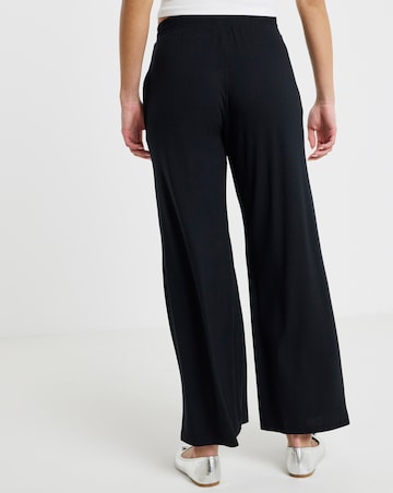 Black Jersey Elasticated Waist Wide Leg Trouser