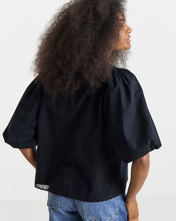 Black Broderie Cutwork Blouse