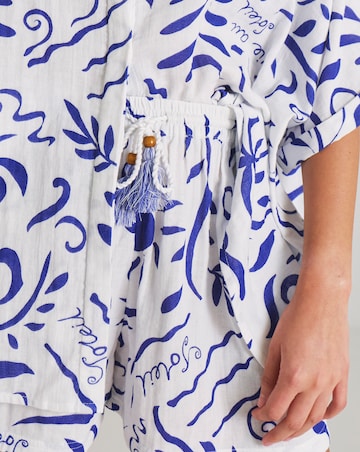 Printed Graphic Oversized Beach Shirt and Short Co-Ord Set