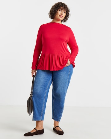Simply Be Red Long Sleeve Peplum Top