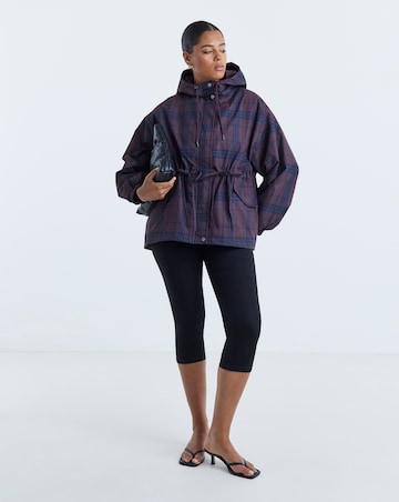 Check Print Hooded Swing Parka Jacket