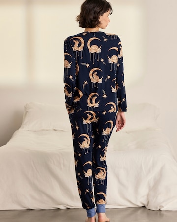 Chelsea Peers Classic Long Sleeve Crew Neck Moon Pyjama Set
