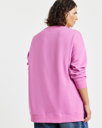 Simply Be Bright Pink Side Split Sweatshirt Tunic