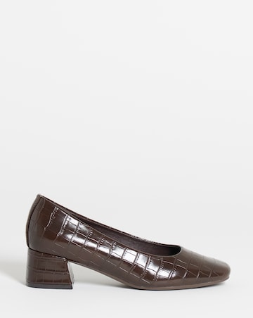 Heavenly Soles Catherine Low Block Heel Court Shoes - Extra Wide Fit (EEE)
