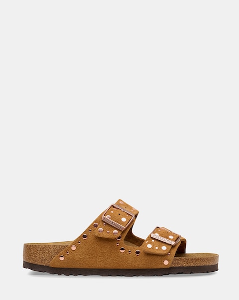 Birkenstock Arizona Mink Suede Rivet Sandals - Standard Fit (D)