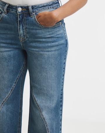 Mid Blue Seamed Wide Leg Jeans