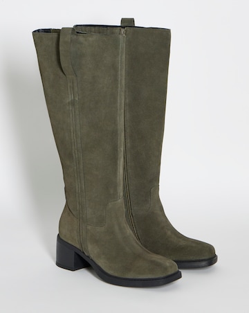 Winnie Suede Block Heel Knee Boots - Extra Wide Fit (EEE) & Super Curvy Calf
