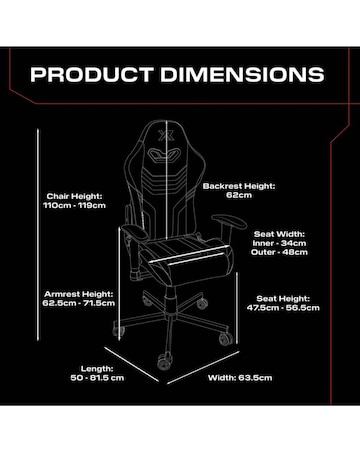 X Rocker Agility Compact Ergonomic PC Gaming Chair for Juniors - Red