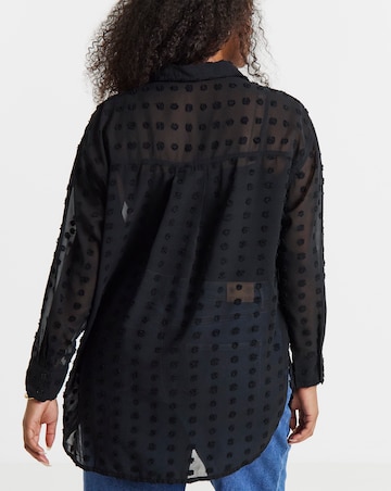 Black Relaxed Dip Back Georgette Dobby Shirt