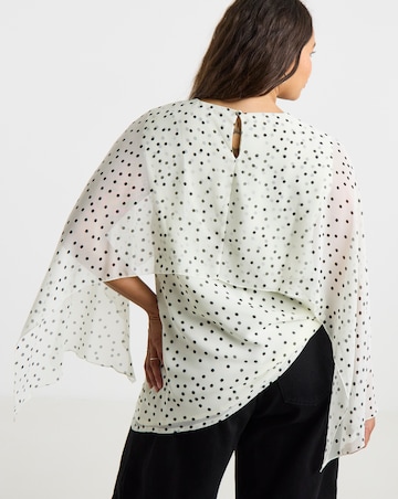 Simply Be Ivory Spot Cape Blouse
