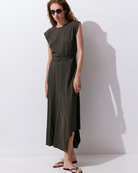 Mango Asymmetrical Dress with Belt