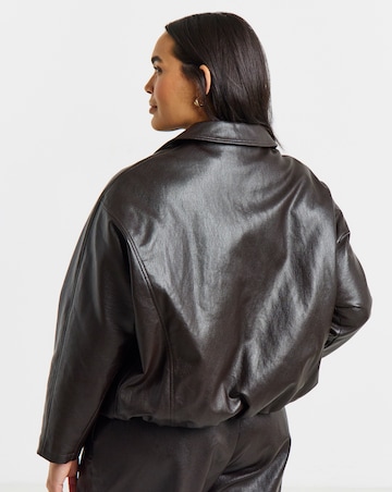 Chocolate Bubble Hem Faux Leather Jacket