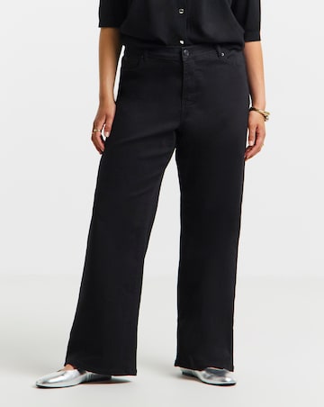 Black 24/7 Stretch Wide Leg Jeans