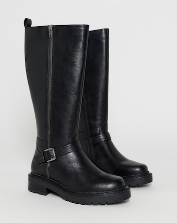 Sherry Zip Detail Knee High Boots - Wide Fit (E) & Curvy Calf