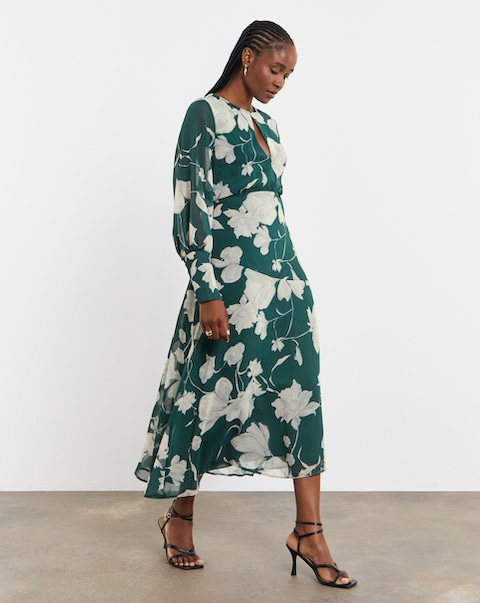 Joanna Hope Long Sleeve Maxi Dress With Keyhole