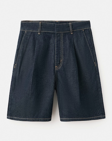 Mango Mid- Rise Denim Bermuda Shorts With Pleats