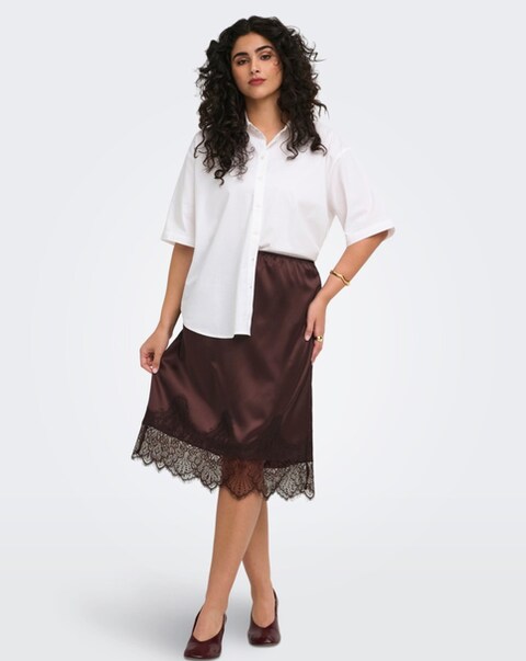 ONLY Midi Lace Satin Skirt