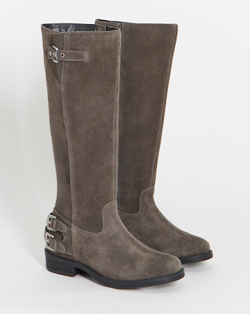 Octavia Suede Straight Leg Knee High Boots - Wide Fit (E) & Curvy Calf