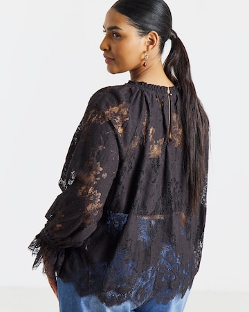 Simply Be Chocolate Lace Long Sleeve Top