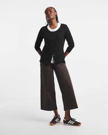 Simply Be Black And White Double Layer Button Through Top