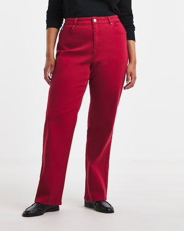 Simply Be Red Straight Leg Jeans