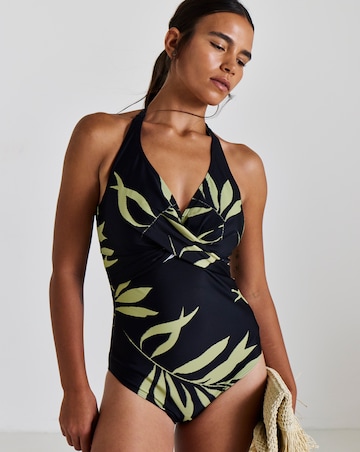 Figleaves Tailor Twist Halter Tummy Control Swimsuit