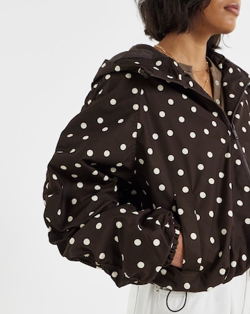 Chocolate Polka Dot Hooded Wind Breaker Jacket