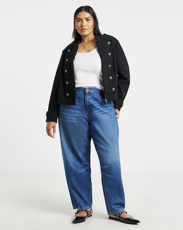 Black Zip Front Military Jacket