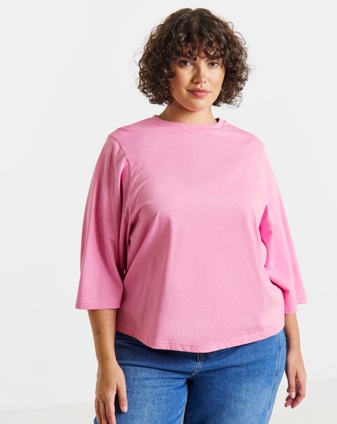 Simply Be Pink Kimono Sleeve Top